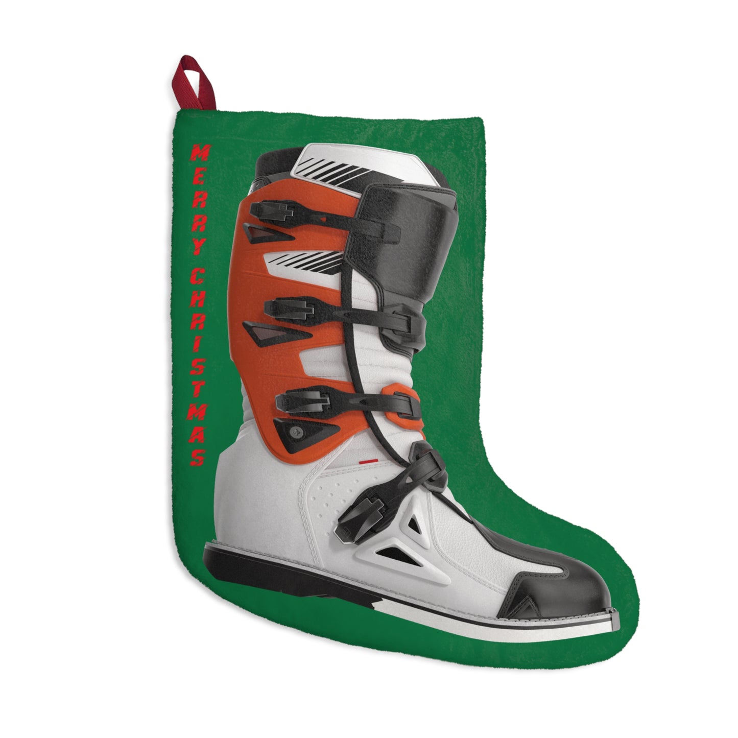 Moto X Boot - Orange - Green Christmas Stocking