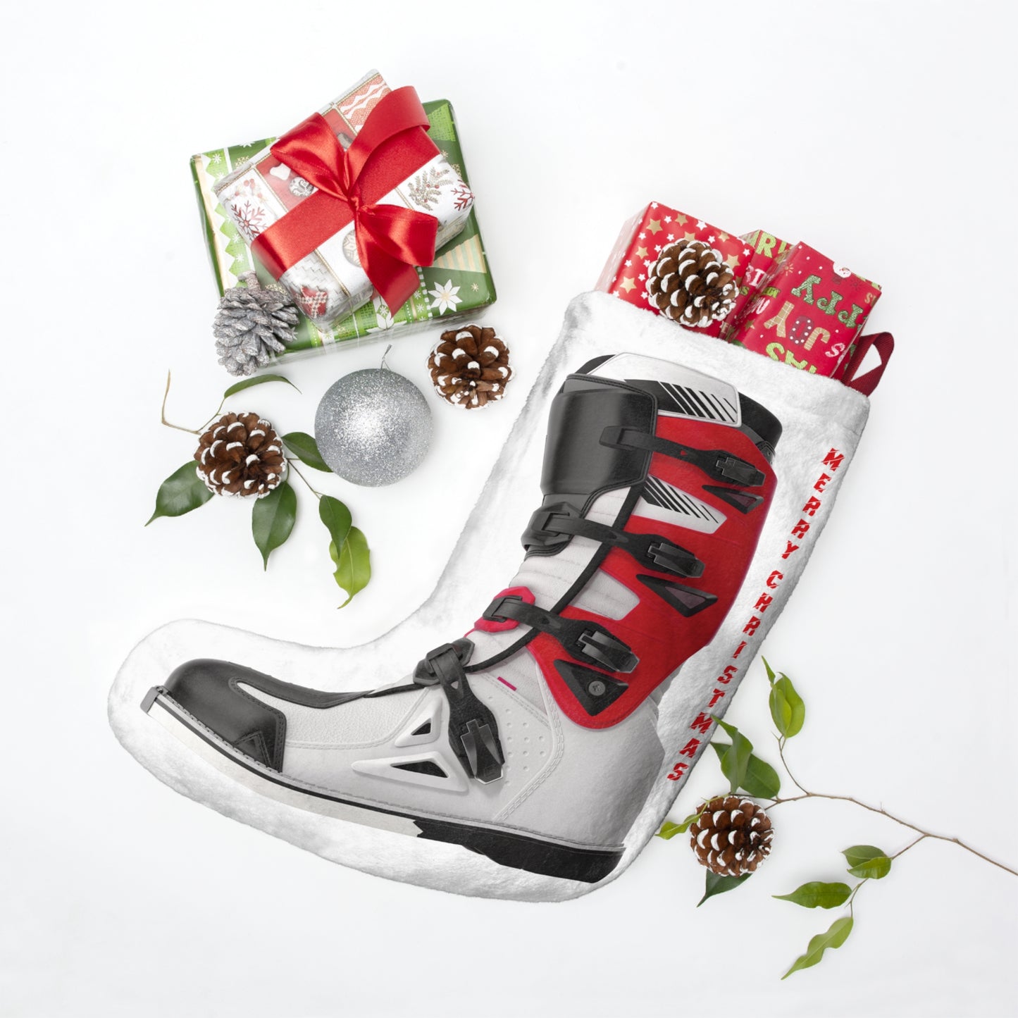 Moto X Boot - Red Christmas Stocking