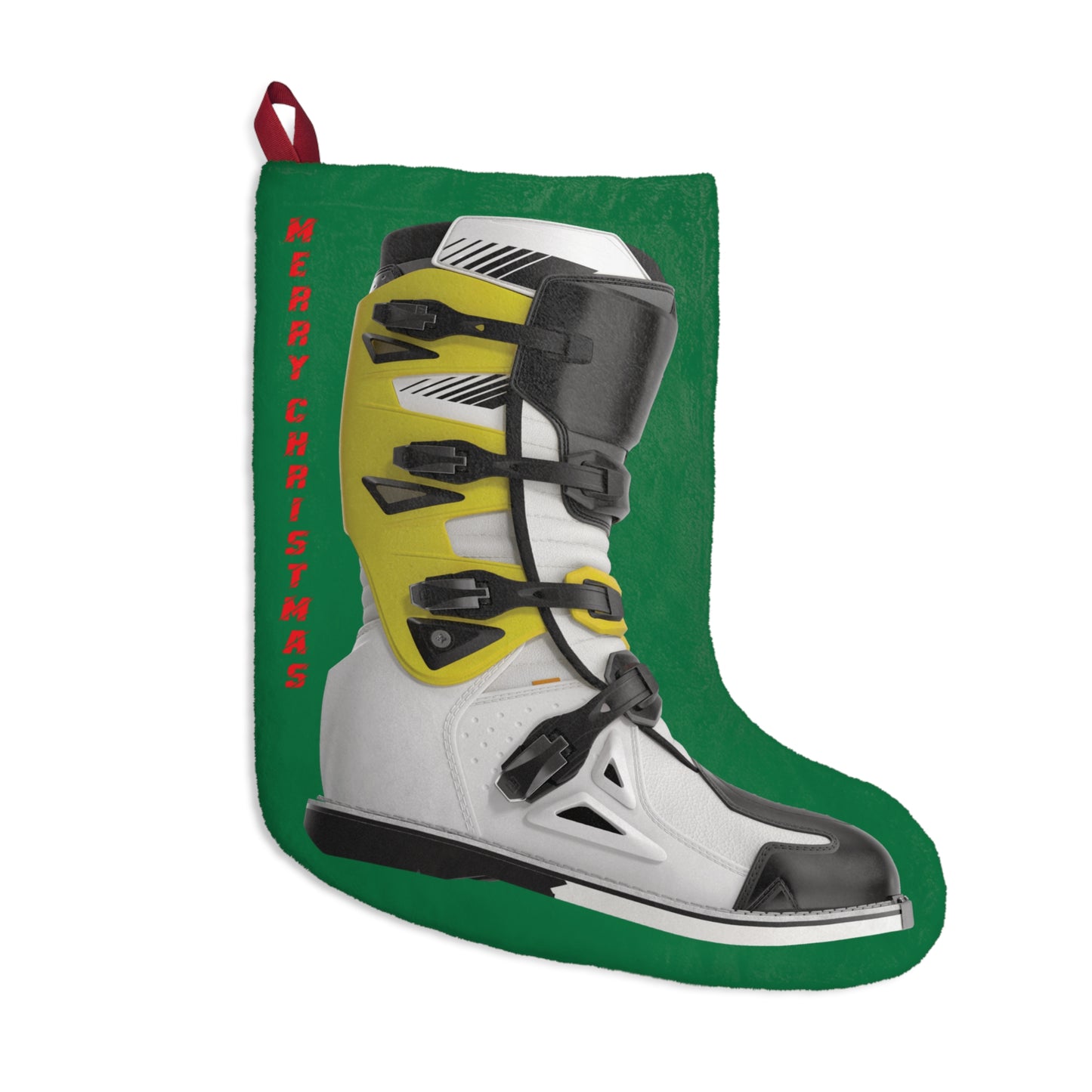 Moto X Boot - Yellow - Green Christmas Stocking