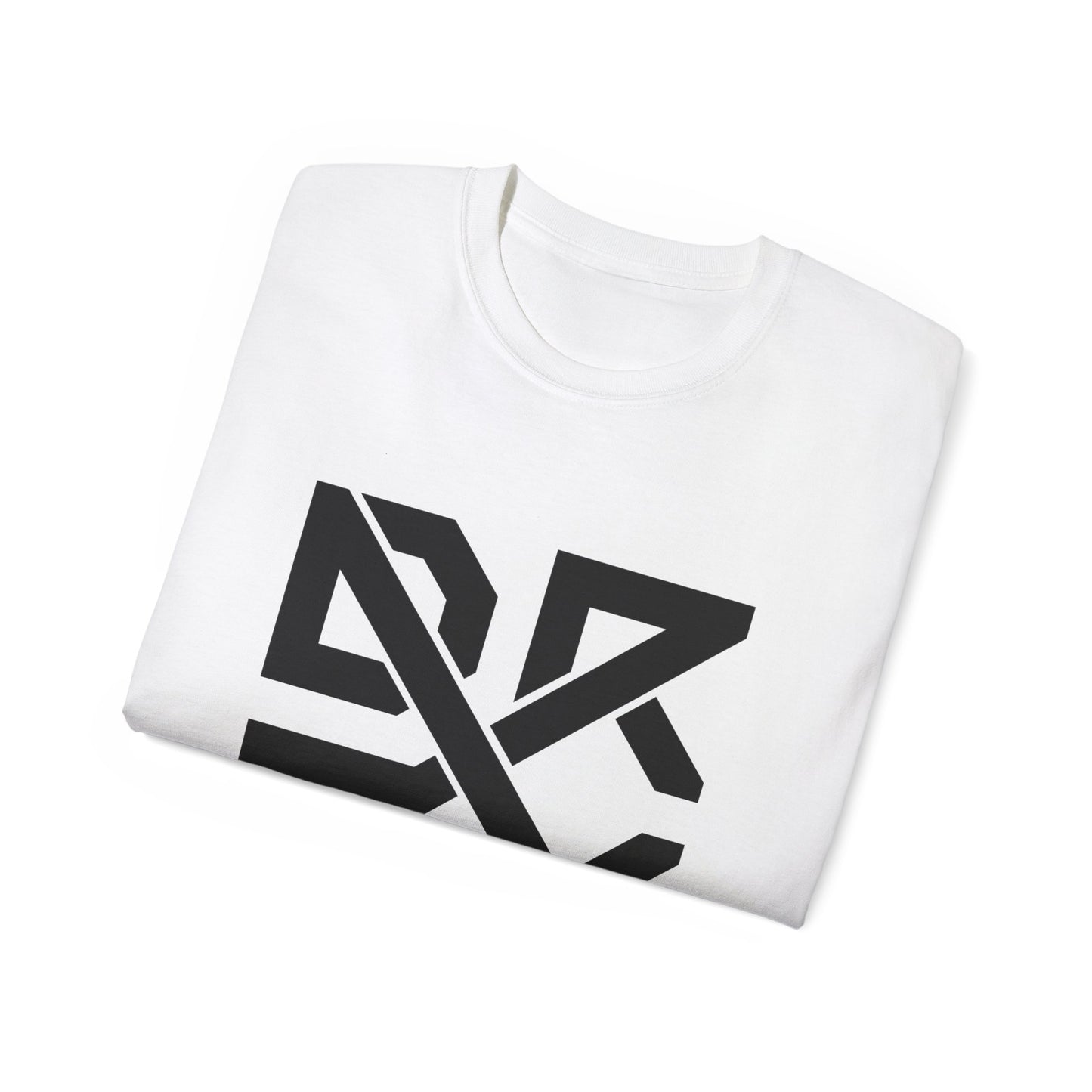 A folded view of the front of the shirt with a cropped DRTY X logo in the collar and front of the shirt.