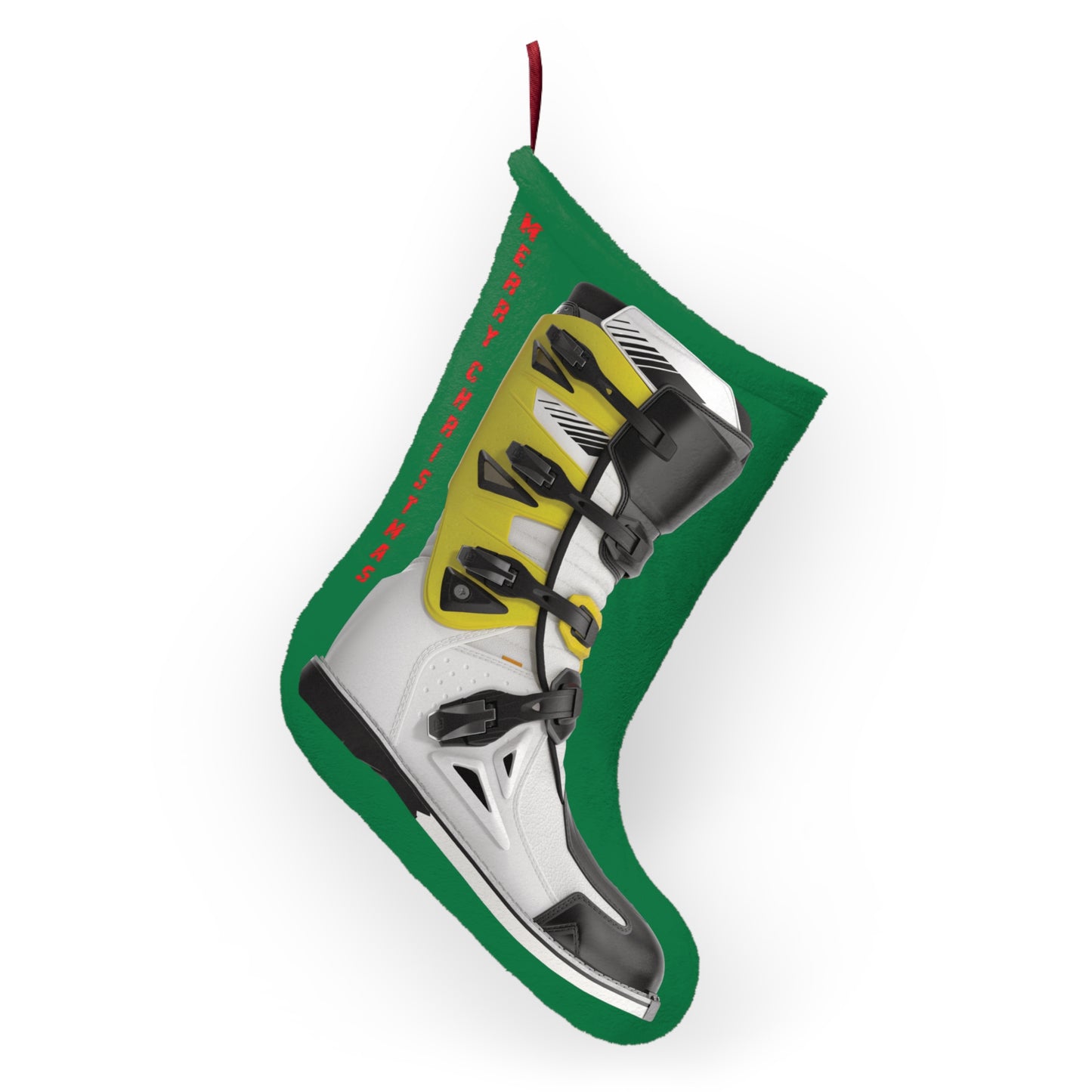 Moto X Boot - Yellow - Green Christmas Stocking