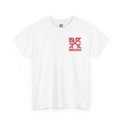 This image showcases a front view of a T-shirt with a left front chest with a DRTY X logo.