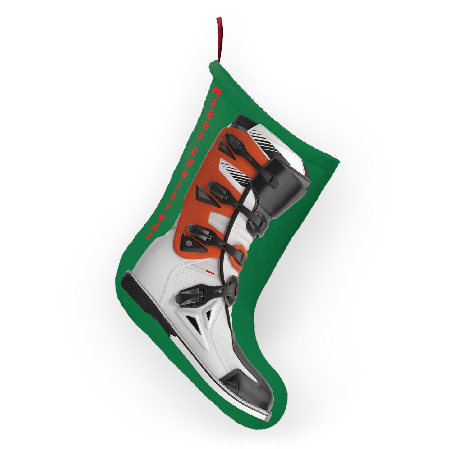 Moto X Boot - Orange - Green Christmas Stocking