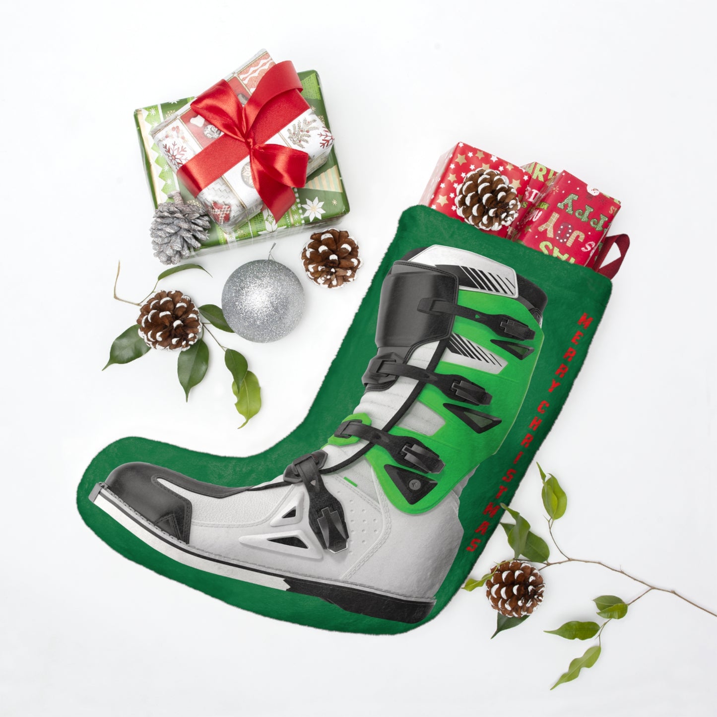 Moto X Boot - Green - Green Christmas Stocking