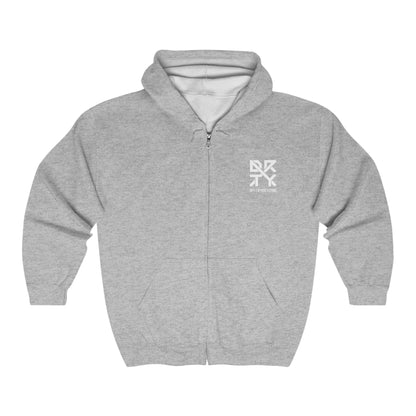 This image showcases the front view of a long sleeve hooded sweatshirt with a DRTY X Logo on the top left chest.