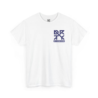 This image showcases a front view of a T-shirt with a left front chest with a DRTY X logo.