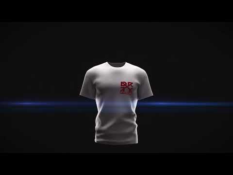 An animated video of the T Shirt with the cybeskull wearing a hemet on the back and the DRTY X logo on the front.