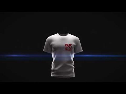An animated video of the T Shirt with the cybeskull wearing a hemet on the back and the DRTY X logo on the front.